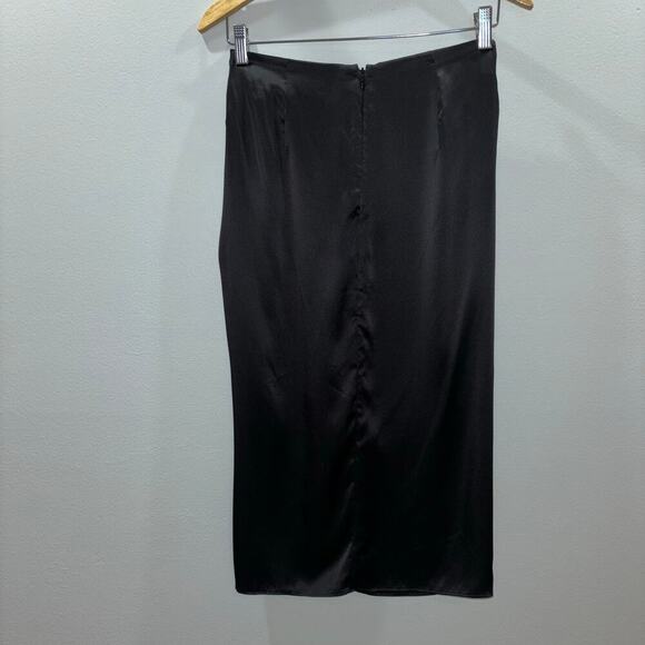 Amanda Uprichard Silk Skirt- Ansley Midi Wrap Slip Silk Black Skirt- Size Small - Picture 9 of 15